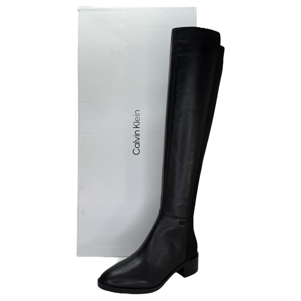 Calvin Klein Deedee Black Leather OTK Womens Boots Size 6.5M - Picture 10 of 11